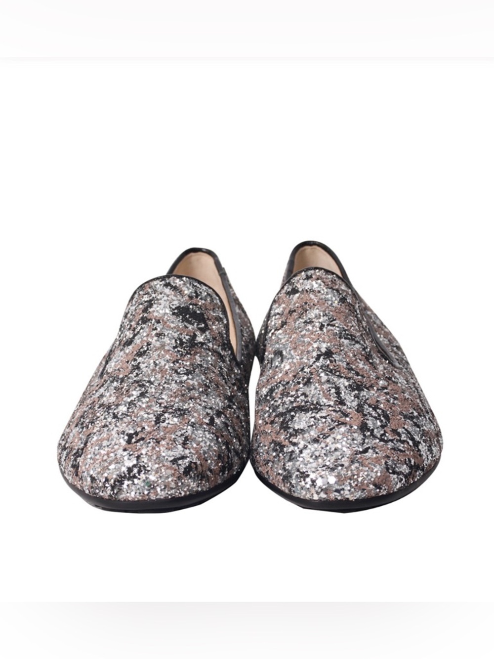 NWOT Jimmy Choo Glitter Slip On Loafers